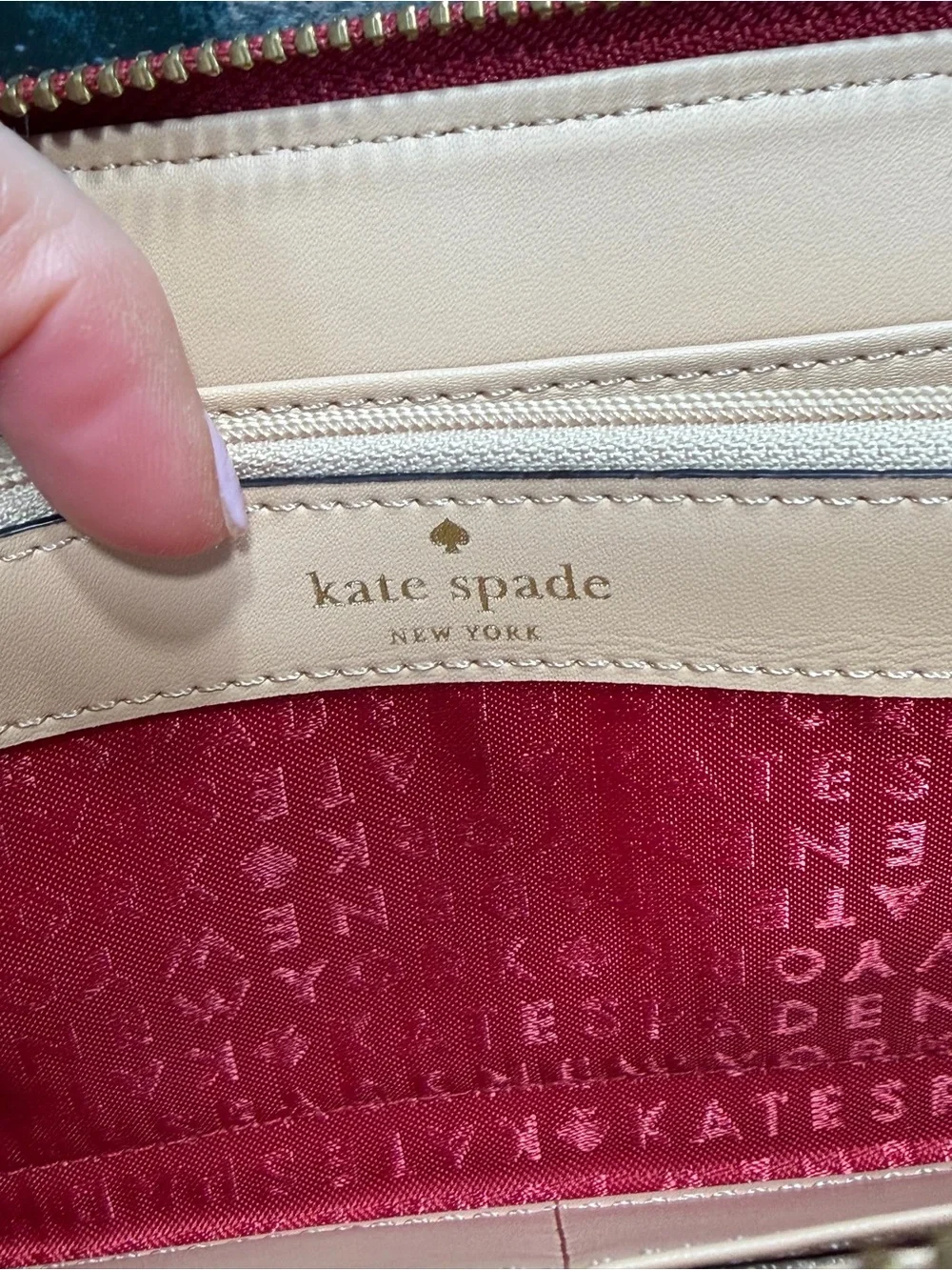 Kate Spade Classic Red Pebbled Leather Double Zip Wristlet Wallet